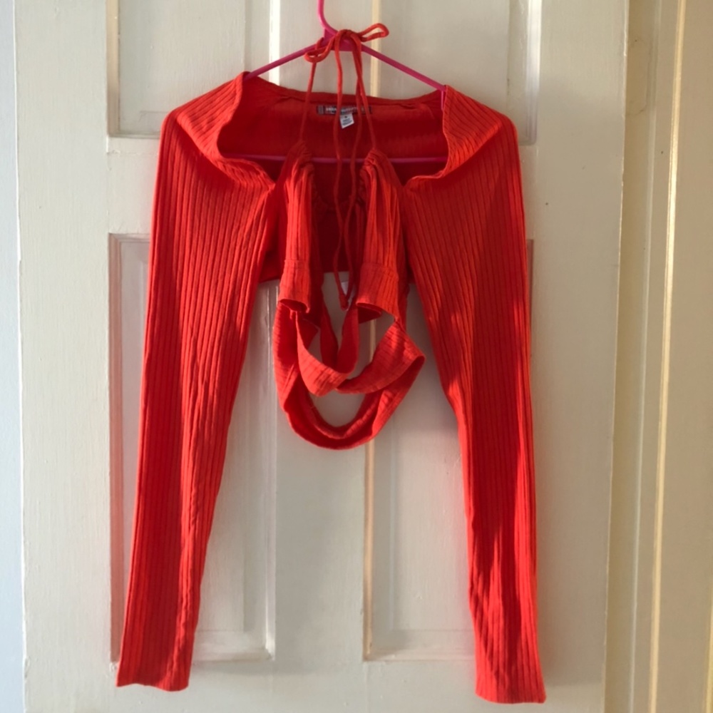 NWOT urban outfitters red strappy long sleeve crop